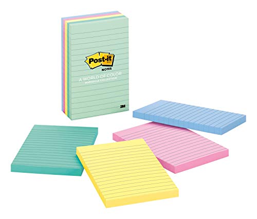 Post-it Notes, 4 in x 6 in, 5 Pads, America's #1 Favorite Sticky Notes, Marseille Collection, Pastel Colors (Pink, Mint, Yellow), Recyclable (660-5PK-AST) - Pack of 8 - size: 4" x 6" (Pack of 12)