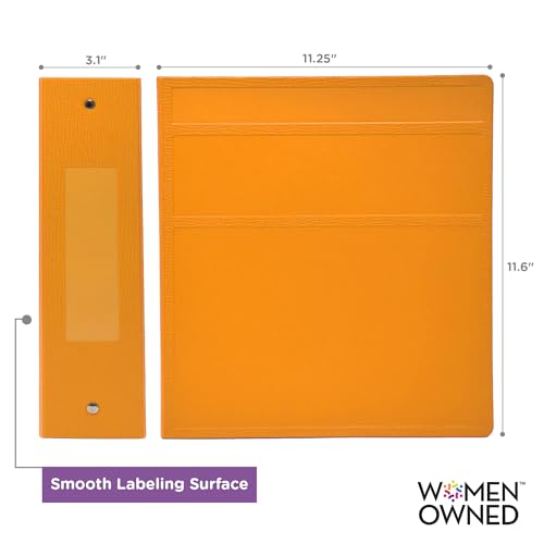 Carstens 3-Inch Heavy Duty 3-Ring Binder - Side Opening, Mango, Durable Plastic, Precision No-Gap Rings, Waterproof Cover, No Pockets, Holds 400 US Letter Sheets, BPA-Free, Made in USA (1736-00-3R) - color: Orange, size: Individual
