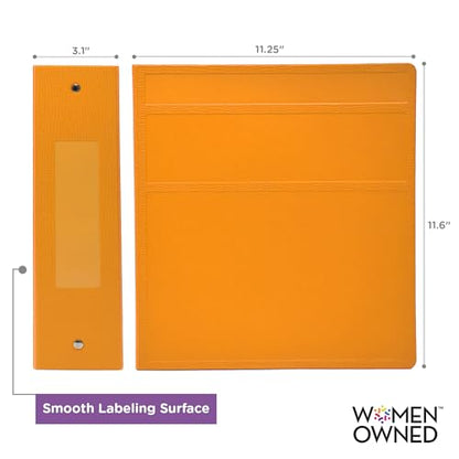 Carstens 3-Inch Heavy Duty 3-Ring Binder - Side Opening, Mango, Durable Plastic, Precision No-Gap Rings, Waterproof Cover, No Pockets, Holds 400 US Letter Sheets, BPA-Free, Made in USA (1736-00-3R) - color: Orange, size: Individual