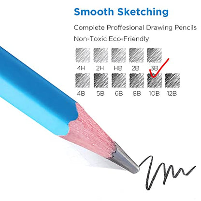 Sketch Pencils for Drawing 3B, 12pcs Professional Art Drawing Pencils for Shading, Sketching & Doodling | Graphite Pencil for Artists & Beginners - style: 3B 12pcs