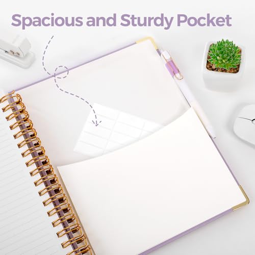 SKYDUE 5 Subject Notebook with Dividers and Tabs, 8" x 10" College Ruled Notebook for Work, 300 Pages Spiral Journal for Women, Purple - color: Purple