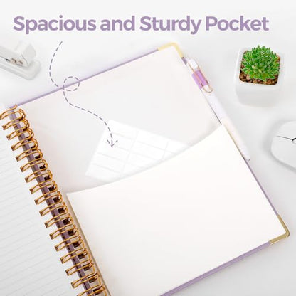 SKYDUE 5 Subject Notebook with Dividers and Tabs, 8" x 10" College Ruled Notebook for Work, 300 Pages Spiral Journal for Women, Purple - color: Purple