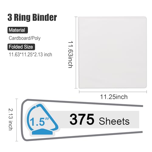 COMIX Heavy Duty 1 1/2 inch Slant-D Ring View Binder, 1.5 inch 3 Ring Binders, Hold 350 Sheets of 8.5" x 11" Paper, 12 Pack (White) - color: White, size: 1.5 inch, style: 12 Pack
