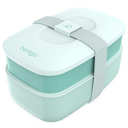 Bentgo Classic Stackable 3-Compartment Adult Bento-Style Lunch Box | Removable Utensil Set and Sealing Strap, BPA-Free, Food Container Ideal for Meal Prep, Work, and On the Go (Coastal Aqua) - color: Coastal Aqua
