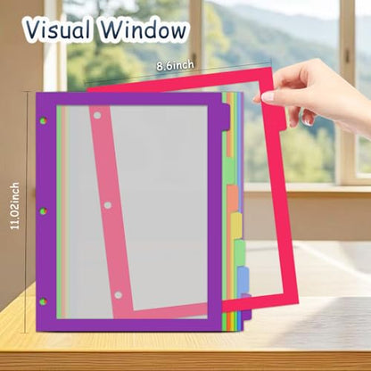 8Tab Binder Dividers with Tabs, 16PCS/2 Set Letter Size Page Dividers for 3 Ring Binder, Clear Folder separators (16)