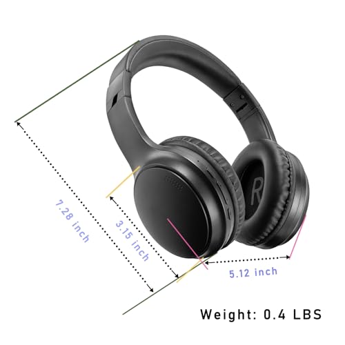 Bingozones A10 Noise Cancelling Headphones Wireless, Black Bluetooth Headset with Mic, Bluetooth 5.3, HiFi Stereo Sound, Deep Bass, 20+H Playtime, Lightweight On Ear Wired Headphones for Tablet/PC - color: #3 ANC Black