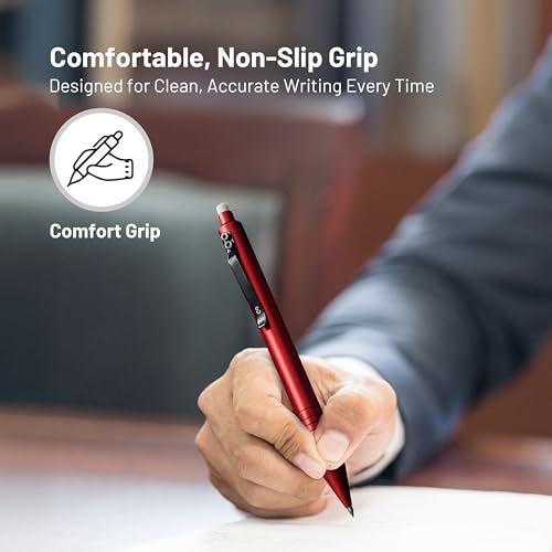 Everyman Crimson Grafton Pen and Pencil Set | Premium EDC Metal Gel Ink Pen + Mechanical Pencil | Refillable Executive Writing Tools for Office, Business, Men’s Gift & Daily Use - color: Crimson, style: Pen and Pencil Set