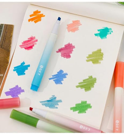 Gradient light Highlight pen, eye protection soft light highlighter pen, | Lightweight plastic pen body, eye protection design, soft color