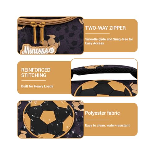 Insulated Lunch Bag for Kids Soft Bag Washable with Strap Reusable Toddler Lunch box School Supplies Food Carrier Snacks Picnic(Multi) - color: 1Soccer