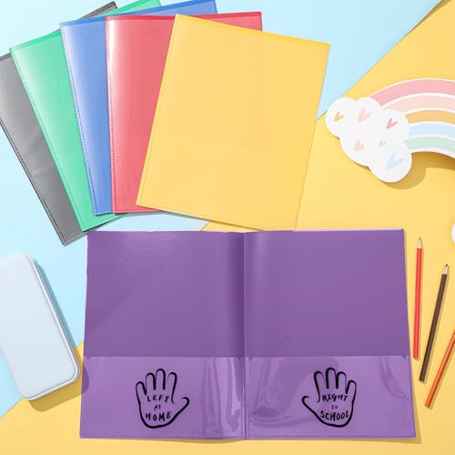 Henoyso 24 Pcs School to Home Folder with Pocket Plastic Heavy Duty Clipboard Folder with Clear Front Pocket Homework Take Home Folders for School Students Parent Teacher Communication(Purple) - color: Purple