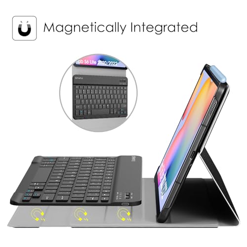 FINTIE Keyboard Case for Samsung Galaxy Tab S6 Lite 10.4 Inch 2024/2022/2020, Slim Stand Cover with Secure S Pen Holder Detachable Wireless Bluetooth Keyboard, Black
