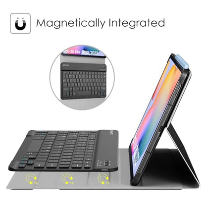 FINTIE Keyboard Case for Samsung Galaxy Tab S6 Lite 10.4 Inch 2024/2022/2020, Slim Stand Cover with Secure S Pen Holder Detachable Wireless Bluetooth Keyboard, Black