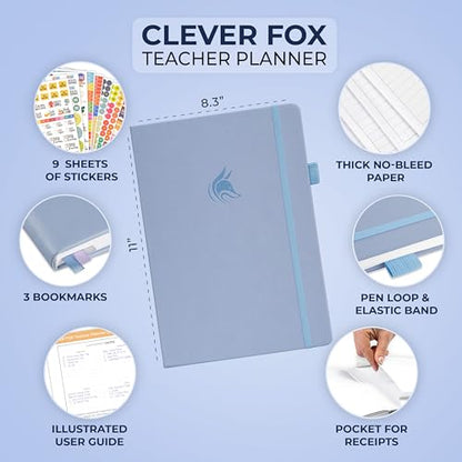 Clever Fox Teacher Planner, School & Homeschool Book, A4 Size Periwinkle | Undated, 8.5x11, lay-flat binding, heavy-duty hardcover, teacher lesson weekly & daily planner, homeschool supplies - color: Periwinkle, size: A4 (8.5" x 11")