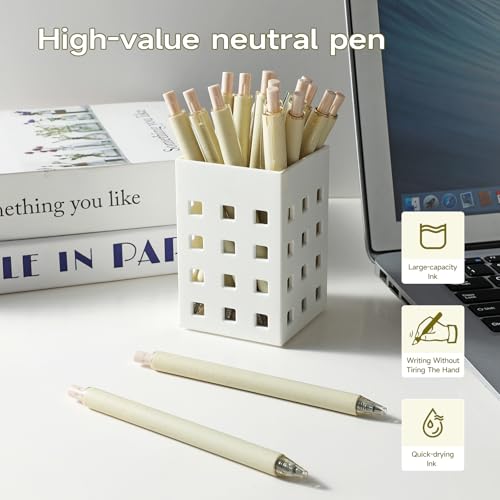 Aesthetic pens Black Ink Pens Cream Pen Fine Point Smooth Writing Pens, High-End Series Pens for Journaling Note Taking, Cute Office School Supplies Gifts for Women Men - color: 25 Beige Black Ink