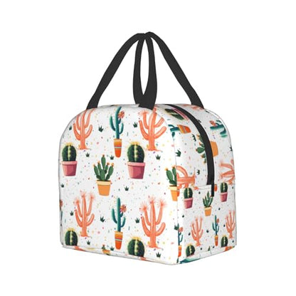 Cactus Lunch Bag Succulent Floral Insulated Lunch Tote Bags Container Reusable Cooler Lunch Box for Teens Kids Adult Office Outdoor - color: Cactus