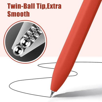 Piochoo Pens, 8 Pack Black Ink Gel Pens Ballpoint Smooth Writing Pens for Journaling, Cute Office Supplies for Nurses Women Teachers - color: Vivid ColorB