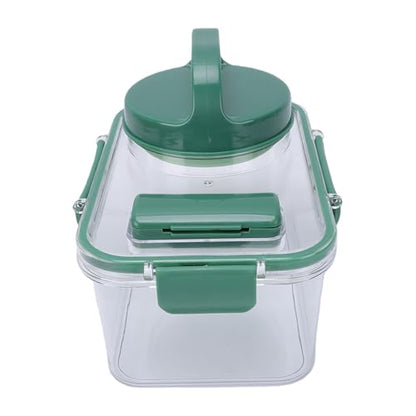 Rectangular Salad Bowl, Salad Container Box with 4 Condiment Containers, Large Capacity Transparent Food Grade Portable for Office Lunch Picnic Travel