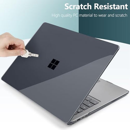 Batianda Premium Case for Surface Laptop 13.8 Inch 2024-2026, Crystal Black | Fits Surface Laptop 7th/8th for Business 1.2mm Lightweight Ultra-Slim Hard Shell with Keyboard Cover & Screen Protector - color: Crystal Black