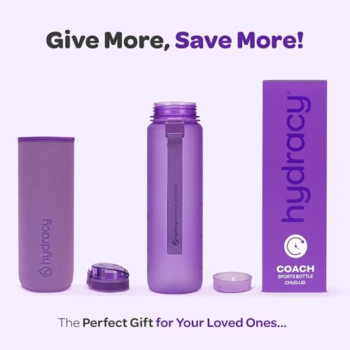 Hydracy Water Bottle with Time Marker - 500 ml 17 oz BPA Free Water Bottle -Leak Proof & No Sweat Gym Bottle with Fruit Infuser Strainer -Ideal Gift for Fitness, Sports & Outdoors - Berry Blue | Leak Proof Gym Bottle with times to drink and no sweat Sleev