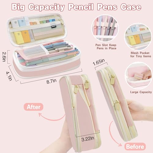 HRFGWDD 52 PCS Aesthetic School Supplies with Highlighters, Mechanical Pencils, Color Ink Gel pens, Pencil Case, Bible Study Supplies, Pens Pencils and Highlighters Set, Stationary Set for Student - color: 52pcs