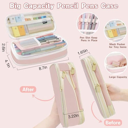 HRFGWDD 52 PCS Aesthetic School Supplies with Highlighters, Mechanical Pencils, Color Ink Gel pens, Pencil Case, Bible Study Supplies, Pens Pencils and Highlighters Set, Stationary Set for Student - color: 52pcs