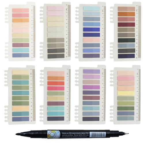 YOUDEFUL 1600pcs Translucent Page Markers,Morandi Sticky Note Tabs with Binders,Repositionable Book Flags Tabs Strip for Annotating Books,Clear Sticky Notes,Page Tabs,Index Tabs - size: Tabs Morandi