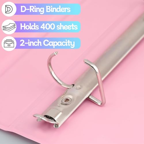 Zzrywuty Durable 3 Ring Binder,2 Inch,Economy 4 Pack,Each Holds 400 Pages,D-Ring Presentation View Binders for Office,School,Home (Pink) - size: 2 Inch, style: Pink