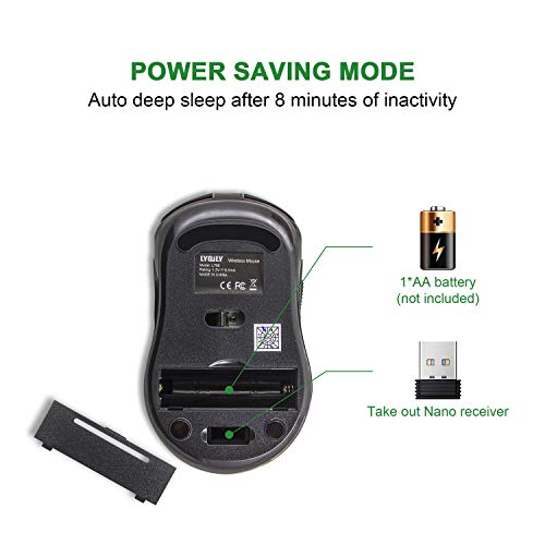 2.4G Wireless Optical Mouse, Energy Saving, 5 DPI, 6 Buttons for PC Laptop