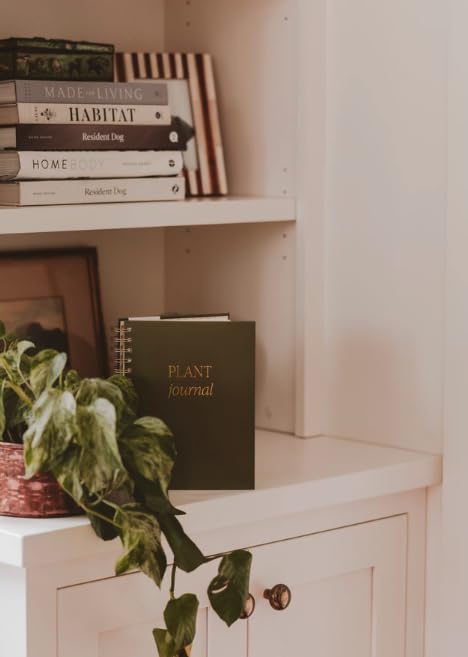 Sweet Water Decor Plant Journal, Cute Lined Spiral Notebook for Women, 125 Prompt Pages for Writing & Tracking Plant Growth, Green Matte Laminate Hardcover Diary with Gold Foil Details - style: Plant