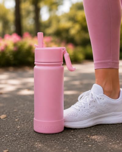 CHILLOUT LIFE 17oz Kids Insulated Stainless Steel Water Bottle with Leak Proof Straw Lid & 144 Stickers - color: Blush Pink, style: 17 oz