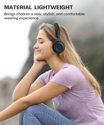 Kids Bluetooth Headphones, Over Ear Children's Wireless Bluetooth 5.3 Headsets, Built-in Mic, Comfortable Wear & HD Sound, Kids Headphones for Boys Girls School Travel iPad Tablet (Black) - color: Black