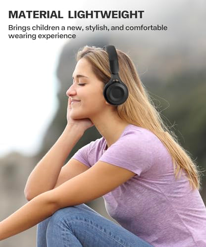 Kids Bluetooth Headphones, Over Ear Children's Wireless Bluetooth 5.3 Headsets, Built-in Mic, Comfortable Wear & HD Sound, Kids Headphones for Boys Girls School Travel iPad Tablet (Black) - color: Black