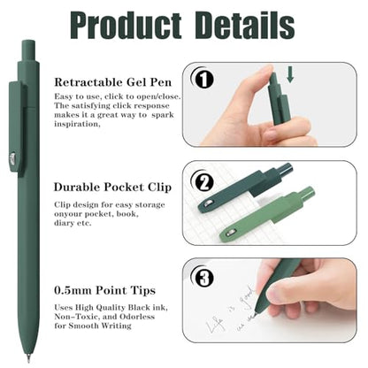 Piochoo Gel Pens, 8 Pack Fine Point Black Ink Smooth Writing Ink Pen, Retractable Quick Dry Aesthetic Cute Pens for Women Nurses School Office Supplies - color: Vivid ColorA