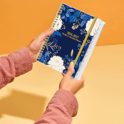 2026-2027 Planner - Planner 2026-2027 from July 2026 - June 2027, Weekly & Monthly Planner Spiral Bound with 12 Monthly Tabs, Inner Pocket, 6.4" x 8.5", Blue Flower - color: Blue-Leaf-Flower, size: 6.4" x 8.5"