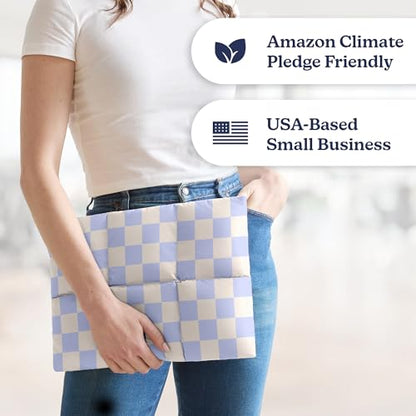 Vandel Puffy Laptop Sleeve 13 inch - 14 inch Waterproof Laptop Sleeve Case, Compatible with 13 inch MacBook Air/Pro 13 / MacBook Pro 14, iPad Pro 12.9, 13.3 in HP Dell, Air Case, Computer Bag Cover - color: s. Grid Blue Checker