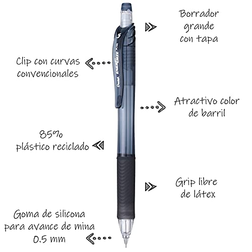 Pentel EnerGize-X Mechanical Pencil 0.5mm Black Barrel, Box of 12 (PL105A) (Pack of 2) - size: 12 Count (Pack of 2)