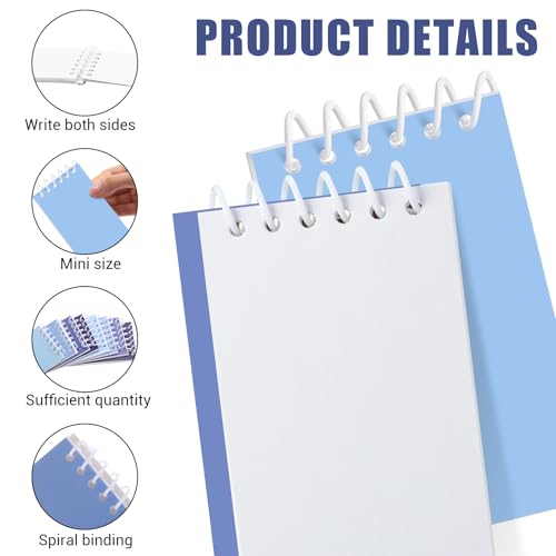 Epakh 24 Pcs Student Gift Bulk Pocket Spiral Notebook Memo Pads Mini Blank Pocket Notebooks 20 Sheets Per Notebook for School Classroom Home Office Nurses(Blue) - color: Blue