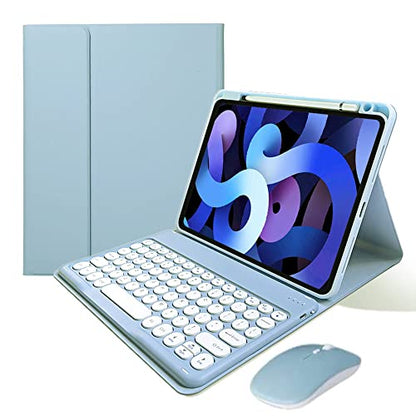 Keyboard Case Mouse Compatible with iPad Air 11 inch M2/ Air 5th 4th Generation/iPad Pro 11 4th/3th/2th/1st Gen Keyboard Case Round Key Cute Removable Color Keyboard,Mist Blue - color: Mist Blue, size: iPadAir11"/Air5/Air4/Pro11"4th/3rd/2nd/1st Gen