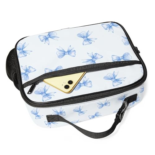 WOBAGMEN Bow Lunch Box for Kids, Cute Insulated Lunch Bag for Boys Girls,Waterproof Lunch Box with Water Bottle Holder for Teens Adults Picnic Travel Back to School (Blue Big Bow) - color: Blue Big Bow