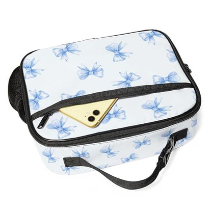 WOBAGMEN Bow Lunch Box for Kids, Cute Insulated Lunch Bag for Boys Girls,Waterproof Lunch Box with Water Bottle Holder for Teens Adults Picnic Travel Back to School (Blue Big Bow) - color: Blue Big Bow