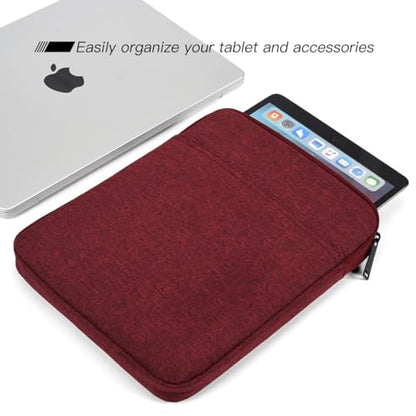 Tablet Sleeve Bag for 2025 11 inch iPad A16, 11 inch iPad Air M3 M4/ 10.9 inch iPad 10th/ Pro 11 M4, Galaxy Tab A8 10.5" Case Pouch, Fit Apple Smart Keyboard, Wine Red - color: Wine Red, size: 9-11 Inch