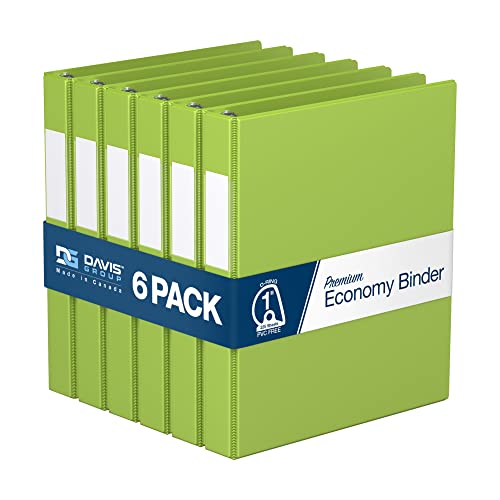 Premium Economy 6-Pack 3-Ring Binders for School or Office, D-Ring Binders, 1 Inch, Lime Green - color: Lime Green, size: 1 Inch