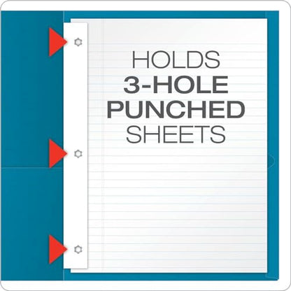 Oxford Two-Pocket Folders w/Fasteners, Light Blue, Letter Size, 25 per Box (57701) - color: Light Blue, size: 25 Count