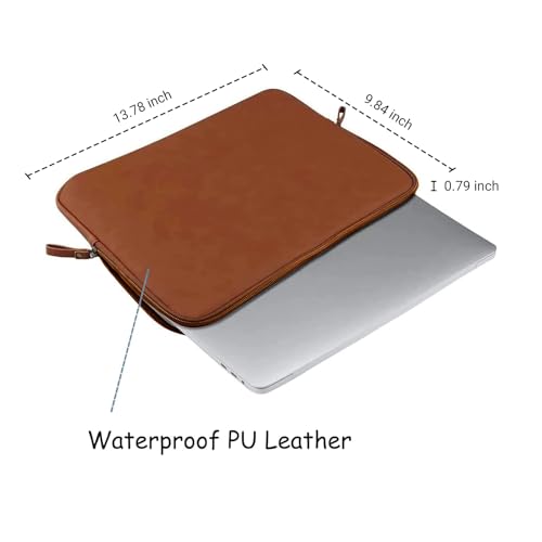 MOSISO Laptop Sleeve Bag 13.3 inch Compatible with MacBook Air/Pro, 13-13.3 inch Notebook, Compatible with MacBook Pro 14 2026-2021 M5 M4 M3 M2 M1, PU Leather Padded Bag Waterproof Case, Brown - color: Brown, size: 13.3 inch