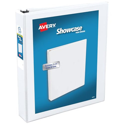 Avery Showcase Standard View 3 Ring Binder, 1.5" Slant Rings, 375-Sheet Capacity, 2.1 Inch Wide Spine, 1 White Binder, Ideal for Lightweight Organization and Occasional Referencing (19651) - size: 1.5"