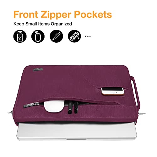 MOSISO Laptop Shoulder Bag Compatible with MacBook Neo 13 inch/Air 13.6 inch/Air 13 inch/Pro 13 / Pro 14 inch, 13-14 inch Notebook, Polyester Briefcase Sleeve with Side Handle, Burgundy