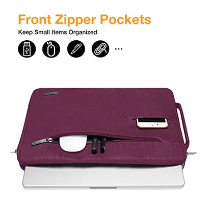 MOSISO Laptop Shoulder Bag Compatible with MacBook Neo 13 inch/Air 13.6 inch/Air 13 inch/Pro 13 / Pro 14 inch, 13-14 inch Notebook, Polyester Briefcase Sleeve with Side Handle, Burgundy