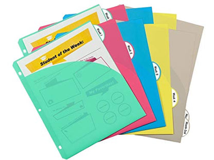 1InTheOffice 5 Tab Binder Dividers with Pockets and Tabs, Binder Dividers with Tabs and Pockets, 8.5x11 (2 Pack)