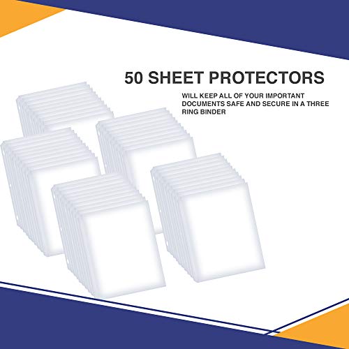 Performore 50-Pack Clear Sheet Protectors | 8.5 x 11 Inch Heavy Duty Plastic Sleeves | Top Loading Reinforced Hole Page Protectors | Archival Acid-Free Non-Glare for 3 Ring Binders Documents Photos - size: 50 Pack