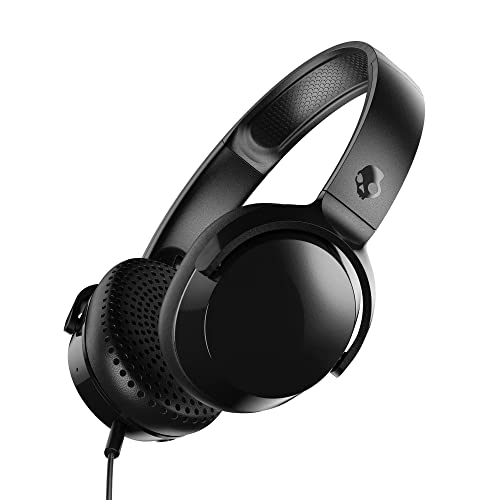 Skullcandy Riff On-Ear Wired Headphones, Convenient for Travel with 3.5mm AUX Plug, Built-in Microphone, Foldable Lightweight Comfortable Design, Durable Headband, Reliable Simplicity - Black - color: True Black, style: Riff